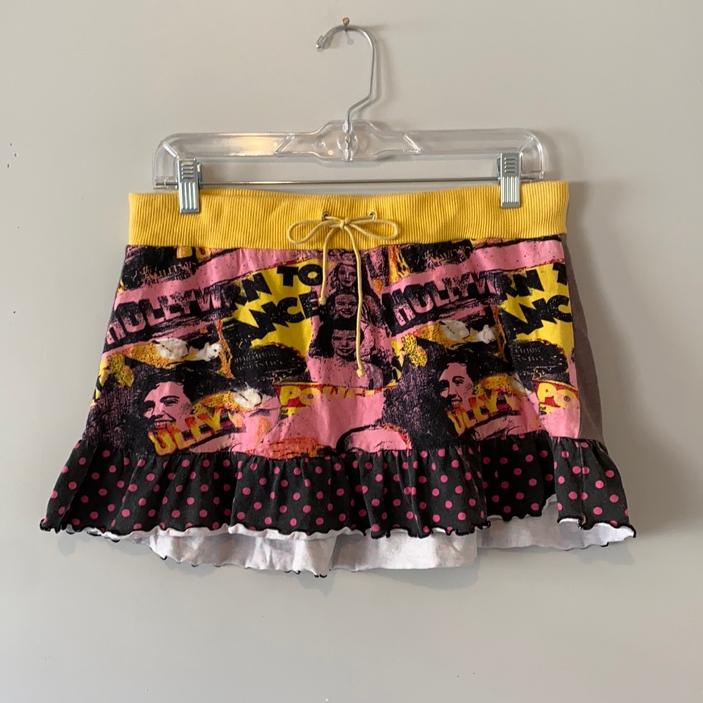 vintage grey pink and yellow graphic miniskirt